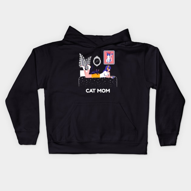 cat mom Kids Hoodie by AA